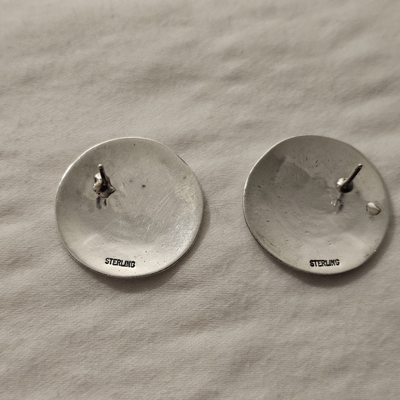 Vintage Hopi Sterling Silver Overlay Post Earrings – Unsigned Artisan - Picture 4 of 5